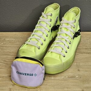 Converse CTAS HI Buckle UP Mens 7.5 / Womens 9.5 Neon Green Jelly Shoes 169030C